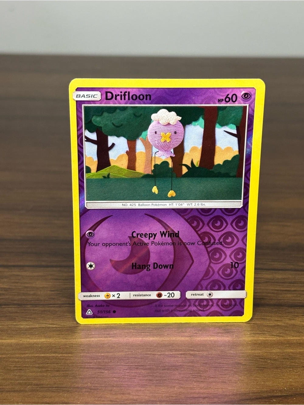 Drifloon Pokemon TCG Ultra Prism Reverse Holo 51/156 Asako Ito
